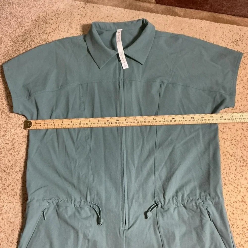 Lululemon Stretch Rib Pocketed‎ Romper Tidewater Teal Size 6 LW1CSYS